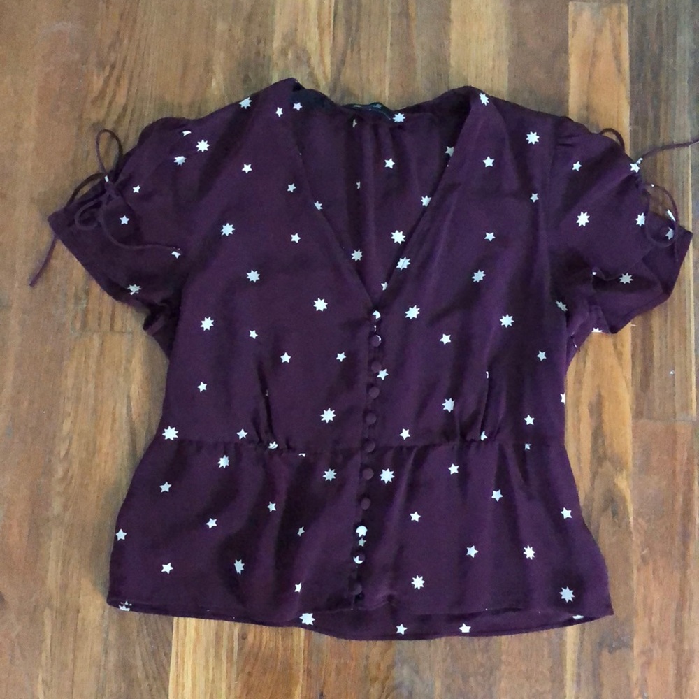 Madewell NWOT burgundy starry top